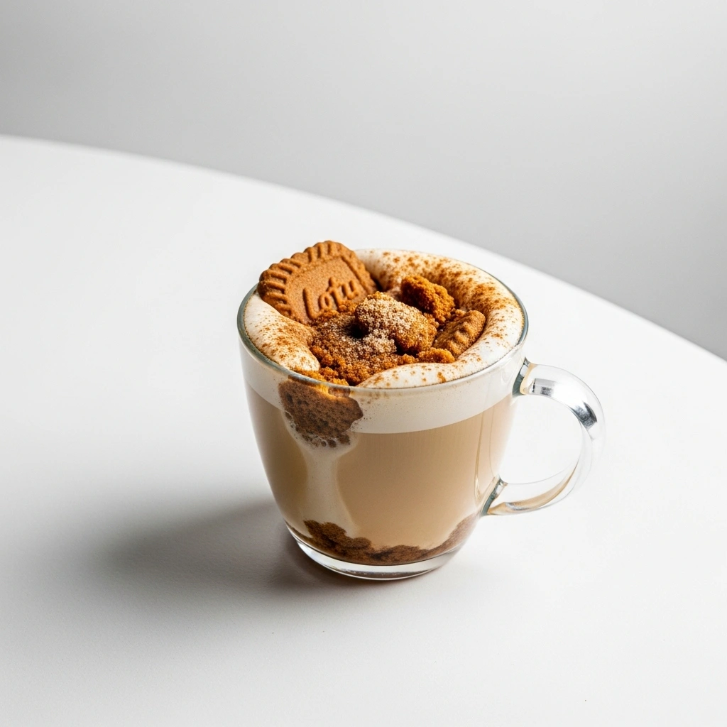 lotus biscoff latte from mobile coffee cart