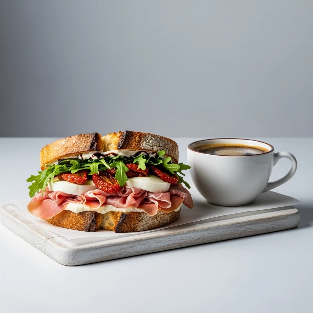 Signature Sandwich and Coffee from mobile coffee cart